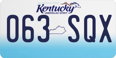 KY license plate 063SQX