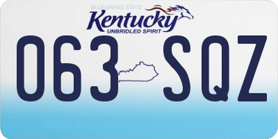 KY license plate 063SQZ