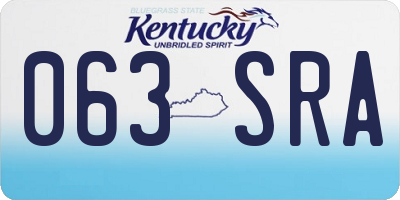 KY license plate 063SRA