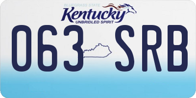 KY license plate 063SRB
