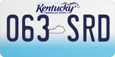 KY license plate 063SRD
