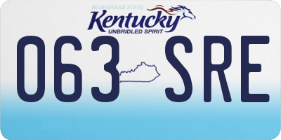 KY license plate 063SRE