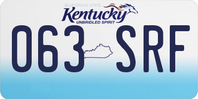KY license plate 063SRF