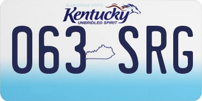 KY license plate 063SRG