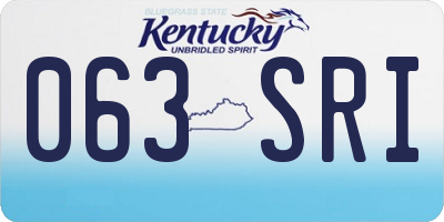 KY license plate 063SRI