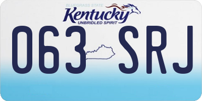 KY license plate 063SRJ
