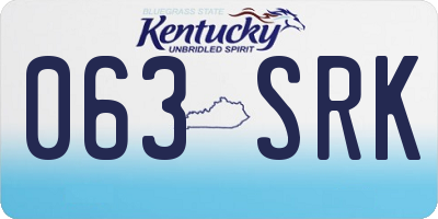 KY license plate 063SRK