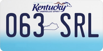 KY license plate 063SRL
