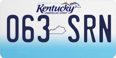 KY license plate 063SRN