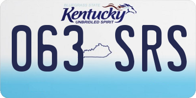 KY license plate 063SRS