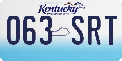 KY license plate 063SRT