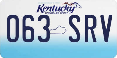 KY license plate 063SRV