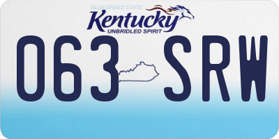 KY license plate 063SRW