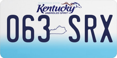 KY license plate 063SRX