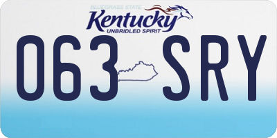 KY license plate 063SRY