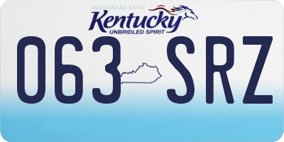 KY license plate 063SRZ