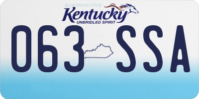 KY license plate 063SSA