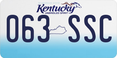 KY license plate 063SSC