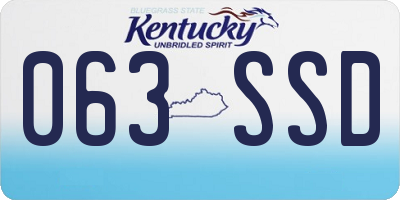 KY license plate 063SSD