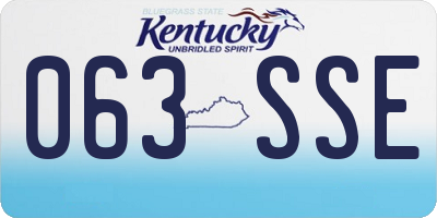 KY license plate 063SSE