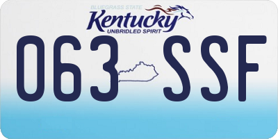 KY license plate 063SSF