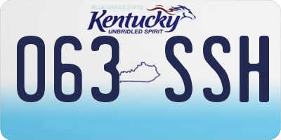 KY license plate 063SSH