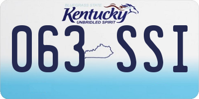 KY license plate 063SSI