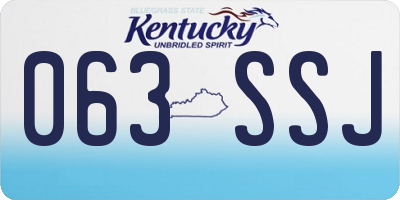 KY license plate 063SSJ