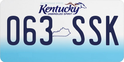 KY license plate 063SSK