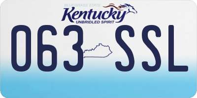 KY license plate 063SSL