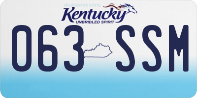 KY license plate 063SSM