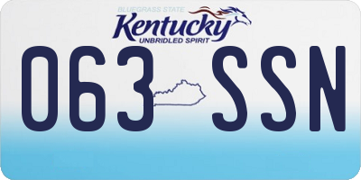 KY license plate 063SSN