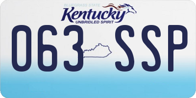 KY license plate 063SSP