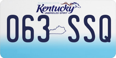 KY license plate 063SSQ
