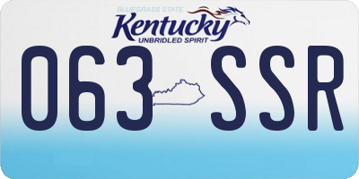 KY license plate 063SSR