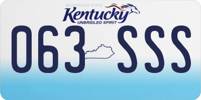 KY license plate 063SSS