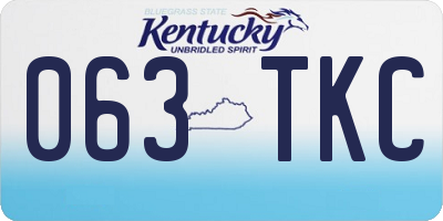 KY license plate 063TKC