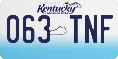 KY license plate 063TNF