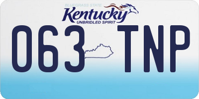 KY license plate 063TNP
