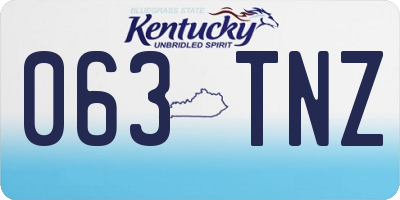 KY license plate 063TNZ