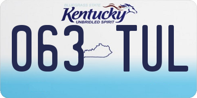 KY license plate 063TUL