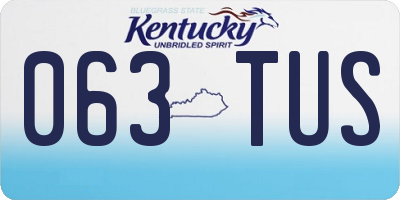 KY license plate 063TUS