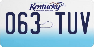 KY license plate 063TUV