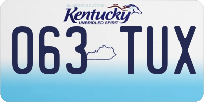 KY license plate 063TUX