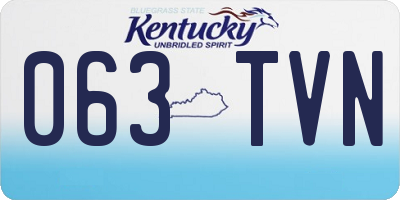 KY license plate 063TVN