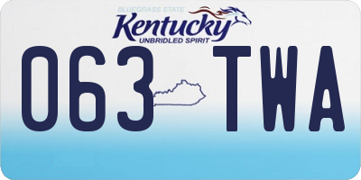 KY license plate 063TWA