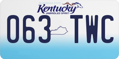 KY license plate 063TWC
