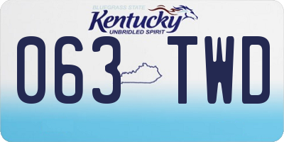 KY license plate 063TWD
