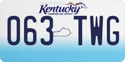 KY license plate 063TWG
