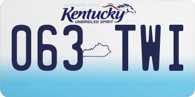 KY license plate 063TWI